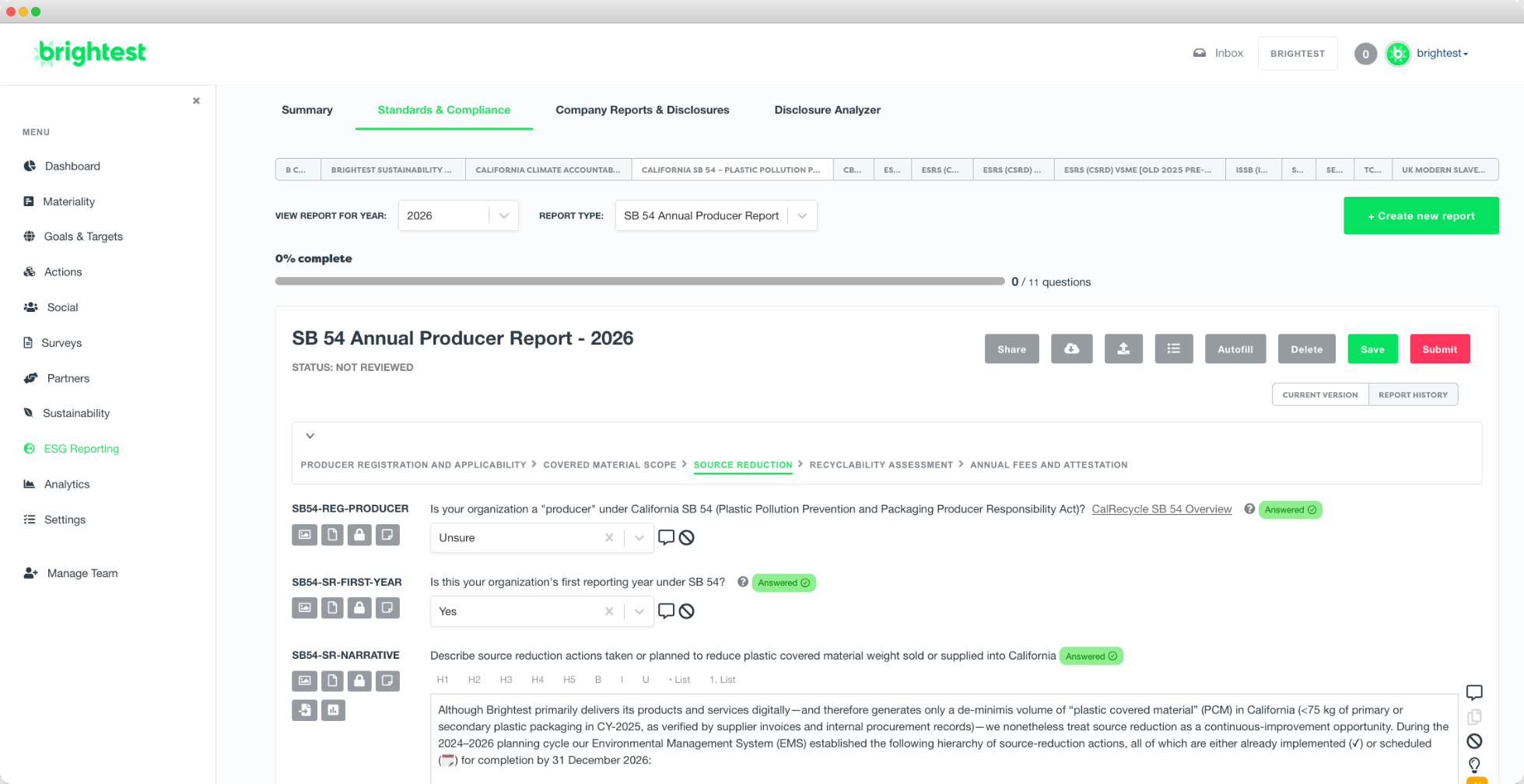 Brightest CA SB 54 Reporting Software