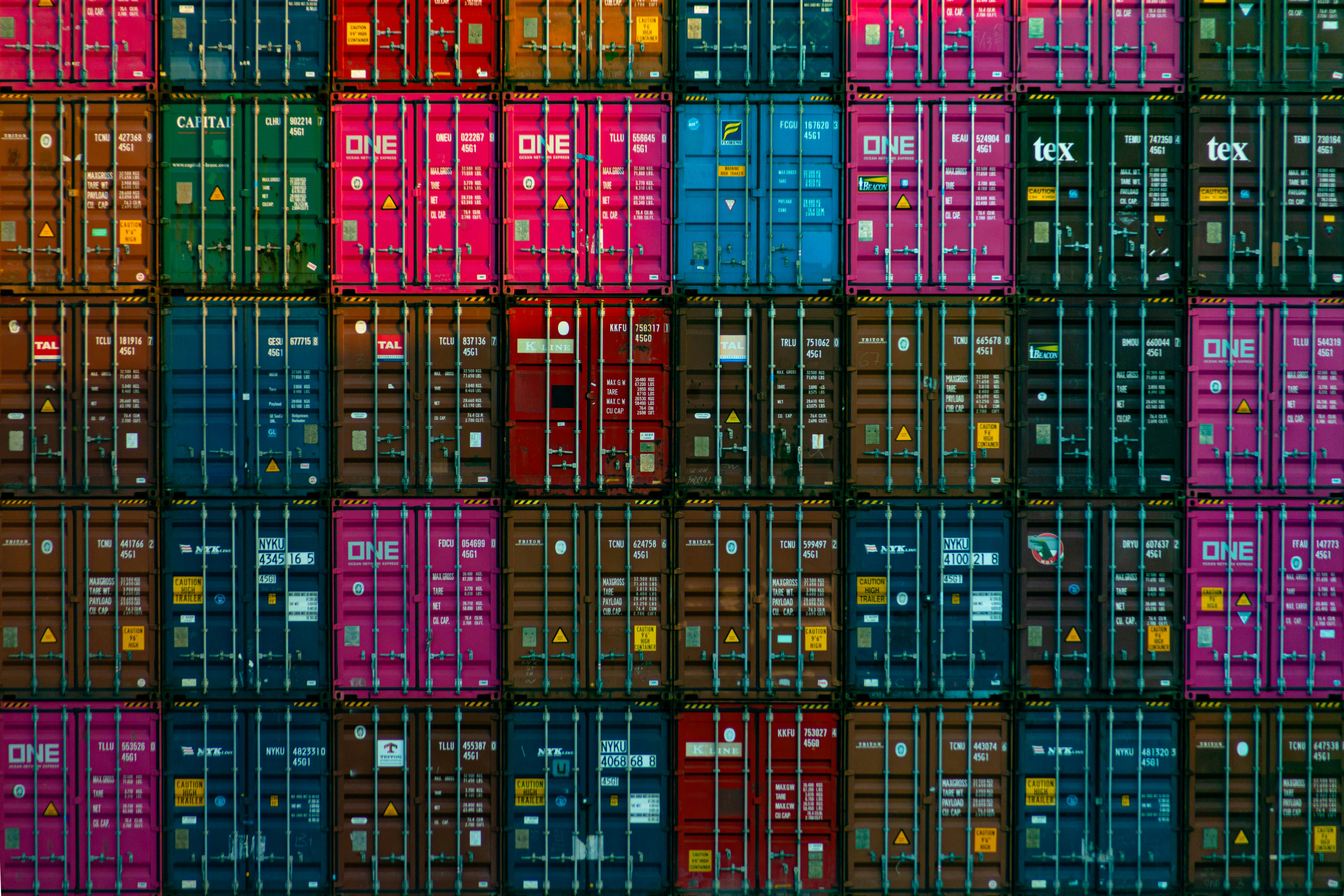 view of containers in a shipyard